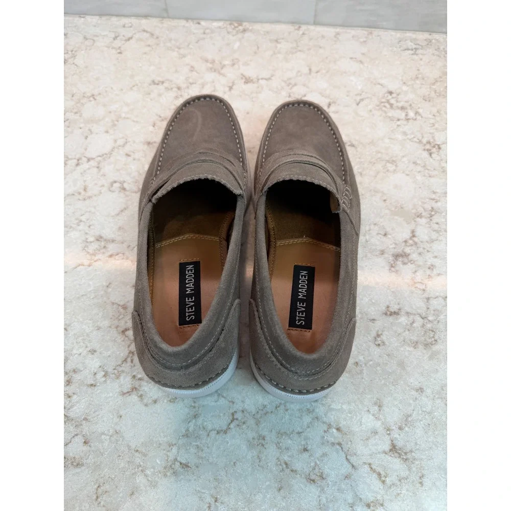 Steve Madden Renay Taupe Suede Penny Loafers Mens 7‎  Slip On Shoes